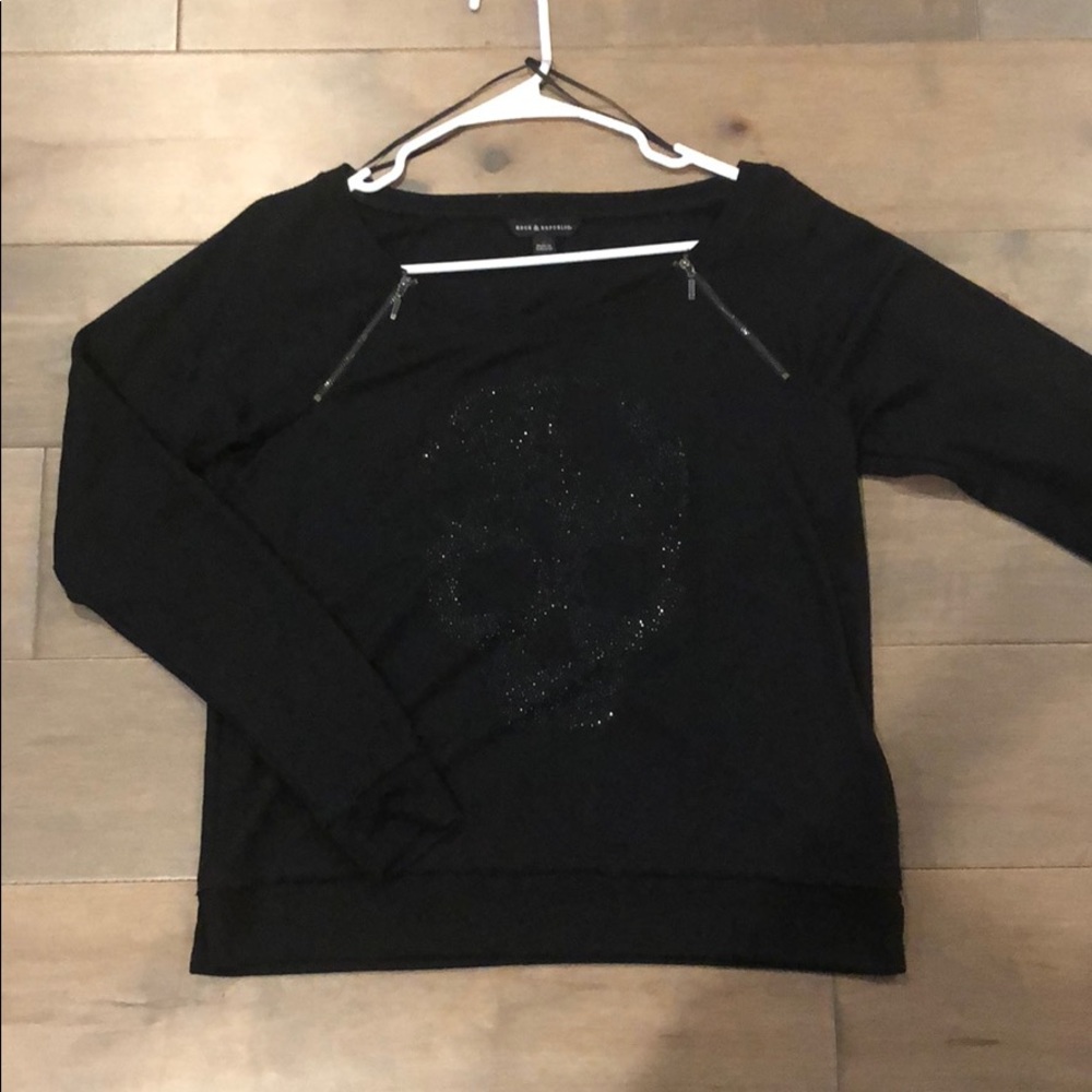 Rock & Republic jeweled black skull top